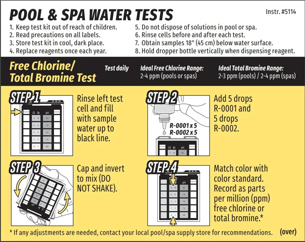 Bromine test instructions